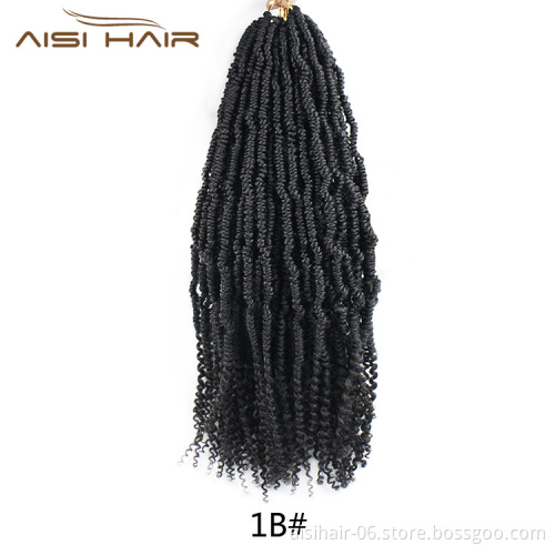 Aisi Hair 14 Inch 24 Strands Bomb Kinky Twist Crochet Hair Synthetic Fluffy Hair Extension Nubian Twist Braiding Hairpieces